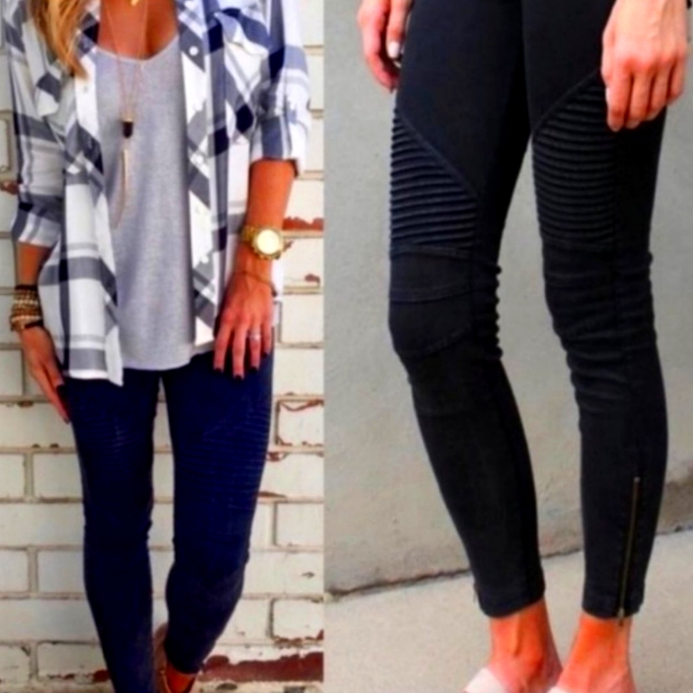 Black Stretchy Biker Pants